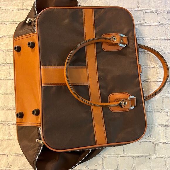 VINTAGE AIRWAY INDUSTRIES MADE IN TAIWAN BROWN/CARMEL NYLON VINYL CARRY BAG - Picture 11 of 11